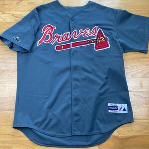Majestic MLB Atlanta Braves Jersey XL Grey Made In USA Vintage